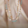 Pearl Bead Choker Necklaces Pink Or Teal Glass Mix view 1