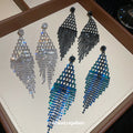 Beaded Diamond Fringe Earrings in Three Color Options view 1