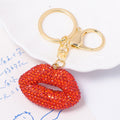 Rhinestone Lips Keychain Braided Cord Options Multi Colors view 3