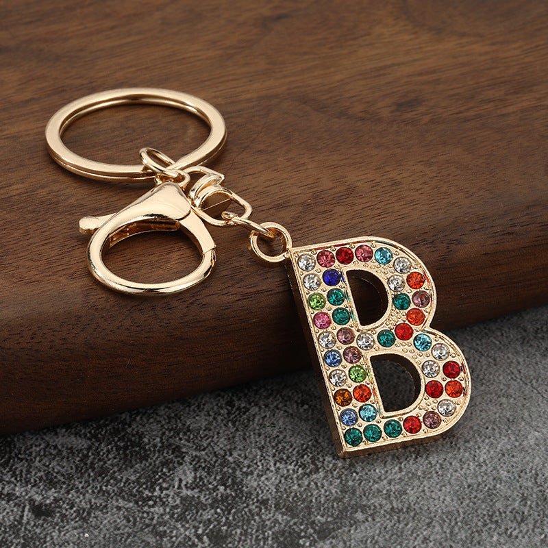 Colorful Rhinestone Letter Keychain Alphabet Bag Charm for Initials