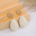 Six Color Woven Teardrop Gold Tone Dangle Earrings view 2