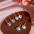 Gold Hook Iridescent Faceted Crystal Drop Earrings Two Shapes view 1