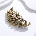 Blue Silver Tone Feather Openwork Crystal Metal Brooch Pin view 3