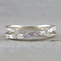 Crossed Baguette Pave Split Shank Finger Rings Three Colors view 1