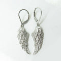 Silver Tone Crystal Feather Wing Drop Earrings Polished Jewelry Accessory view 3