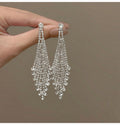 Layered Crystal Chandelier Earrings With Polished Metal Tone Details view 7