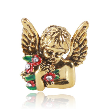 Flower Holding Angel Brooch in Gold or Silver Decorative Lapel Pin