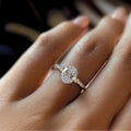 Oval Clear Solitaire Three-Stone Ring In Polished Gold Tone view 3