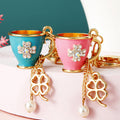 Four Leaf Clover Cup Keychains in Pink and Blue with Braided Loop Options view 3