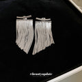 Fine Chain Fringe Earrings in Gold and Silver Tone view 3
