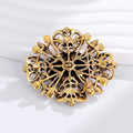 Aqua Gold Tone Flower Metal Brooch Pin for Jackets and Lapels view 4