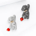 Crystal Cat Brooch With Red Heart Charm for Jackets Scarves and Lapels view 3
