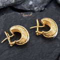 Two Tone Engraved Huggie Earrings With Central Crystal Row view 3