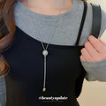 Silver Tone Crystal Ball Adjustable Lariat Necklace view 3