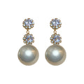 Crystal Flower Stud Earrings With Large Pearl Drops view 5