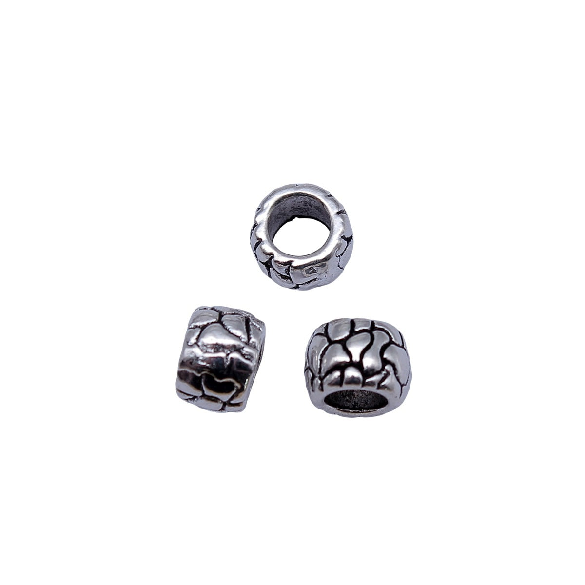 7.8x7.8x5.6mm 0.87g Antique Silver Zinc Alloy Round Large Hole Spacer Beads for DIY Bracelet Jewelry Making