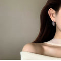 Pearl Like Bead and Stone Hoop Stud Earrings in Two Finishes view 2