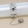 Gold and Silver Tone Openwork Finger Cuff Bracelet and Ring Sets view 2