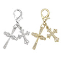 Dual Rhinestone Cross Lobster Clasp Charm Gold Silver Pair view 5