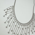 Beaded Chain Fringe Collar Necklace in Gold or Silver Tone view 2