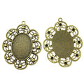 Ornate Scroll Oval Cabochon Pendant Trays in Two Finishes view 2