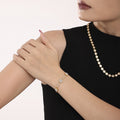 Rectangle Halo Zircon Link Bracelet Gold Or Steel Adjustable view 4