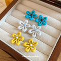 Open Enamel Flower Stud Earrings In Yellow White And Blue view 4