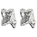 Silver-Tone Liquid Metal Irregular Abstract Stud Earrings view 5