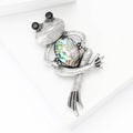 Crystal Frog Brooch With Iridescent Shell Body and Silver Tone Legs view 2