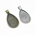 Teardrop Cabochon Pendant Setting in Two Antique Finishes view 4