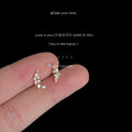 Gold Tone Clear Stone Leaf Branch Ear Climber Stud Earrings view 1