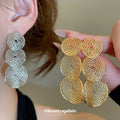 Filigree Triple Circle Drop Earrings in Gold and Silver view 2