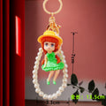 Pearl Loop Cartoon Girl Keychains in Three Sunflower Dress and Hat Designs view 8