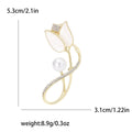 Tulip Pearl Brooch in Silver and Gold Tone Finishes view 5