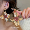 Colorful Metal Flower Drop Stud Earrings Fashion Jewelry view 4