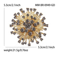 Starburst Firework Rhinestone Brooch Gold Multicolor Green view 6