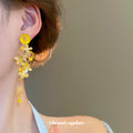 Yellow Floral Statement Earrings in Twenty One Designs view 3