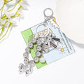 Silver Bead Loop Keychain Double Bow Pearl Heart Charms view 1