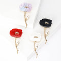 Long Stem Shell Flower Brooch for Jackets Scarves and Lapels view 1
