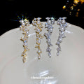 Silver And Gold Tone Floral Pearl Drop Earrings With Leaf Fringe view 3