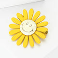 Yellow Smiling Daisy Brooch with Gold Tone Face Decorative Lapel Accessory view 2