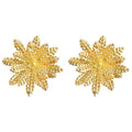 Gold Textured Wheat Leaf Radial Starburst Stud Earrings view 5