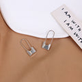 Gold and Silver Safety Pin Lock Long Hook Earrings view 7