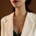 Gold Tone Star Pendant Lariat Necklace Paperclip Bar Links view 4