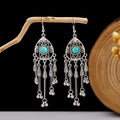 Thirty-Eight Silver Tone Turquoise Look Ethnic Earrings view 12