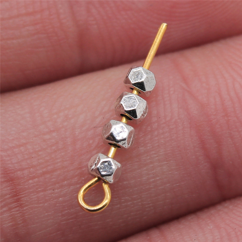 3x3mm 0.08g Multicolor Zinc Alloy Round Small Hole Loose Metal Beads for Bracelet Necklace DIY Making