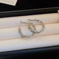 Crystal Textured Hoop Earrings in Gold and Silver Tones view 7