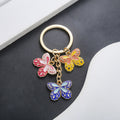 Yellow Pink and Blue Butterfly Enamel Charm Keychain view 1