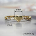 Gold Heart Center Thin Stacking Ring Bezel Clear CZ view 4