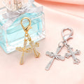 Dual Rhinestone Cross Lobster Clasp Charm Gold Silver Pair view 3